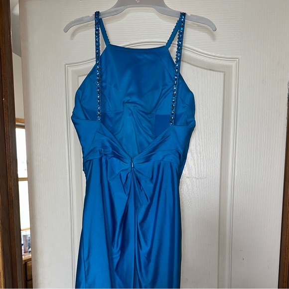 JMarie Homecoming Dress Teal/Blue with slit size 10 - Picture 3 of 7